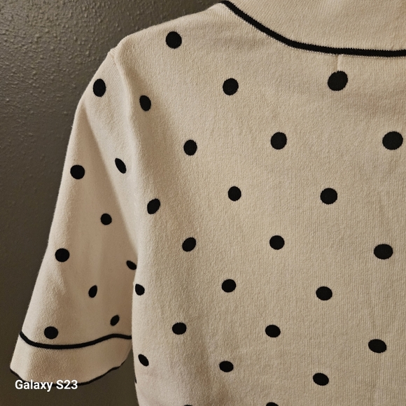 Boden Polka Dot Navy White Knit top - Picture 10 of 12